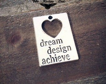 Word Charm Cita Encanto Cita Colgante Antiqued Silver Charm Dream Design Lograr Encantos Inspiradores por la Pieza