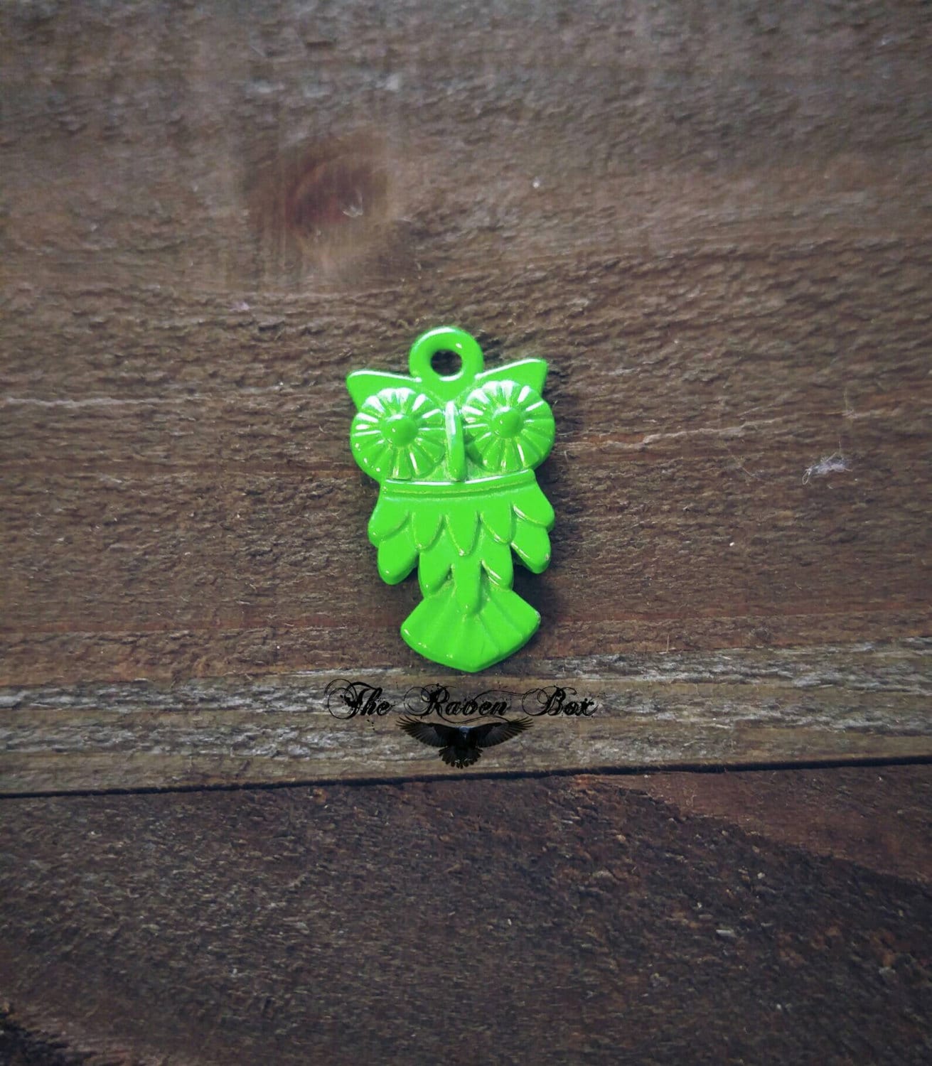 Owl Charm Owl Pendant Bird Charm Neon Charm Green Charm Metal Pendant Nature Charm Charms by the Pie