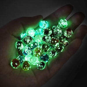 Glow in the Dark Glass Beads Luminous Beads 10mm Lampwork Glass Beads Goldsand 4pcs