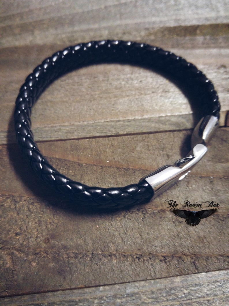 Black Leather Bracelet Blank Blank Bracelet Woven Leather - Etsy