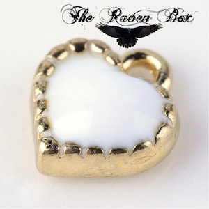 Heart Charm Enamel Heart Charm Gold Heart Charm White Heart Charm Tiny Heart Charm Enamel Charm Wholesale Charm 4pcs
