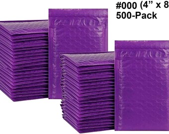 Bulk Bubble Envelope Mailers Purple 4x8 Wholesale Shipping Supplies Set 500 pieces