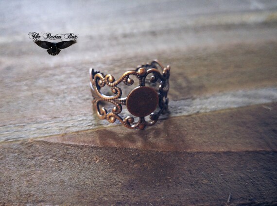 Ring Blank Adjustable Ring Blank Antiqued Copper Filigree Ring
