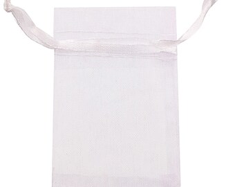 White Organza Jewelry Bags-Gift Bags-Drawstring Bags-Bulk Jewelry Supplies-Jewelry Storage 4x3