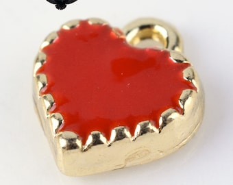 Heart Charm Enamel Heart Charm Gold Heart Charm Red Heart Charm Tiny Heart Charm Enamel Charm Charms by the Piece Wholesale Charm