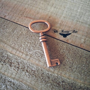Skeleton Key Pendant Antiqued Copper Key Charm Steampunk Key Copper Key Pendant Barrel Key Charms By the Piece Wholesale Skeleton Key 41mm