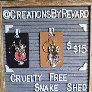 Cruelty Free Snake Shed Owl Keychain With/Without a Snake Charm