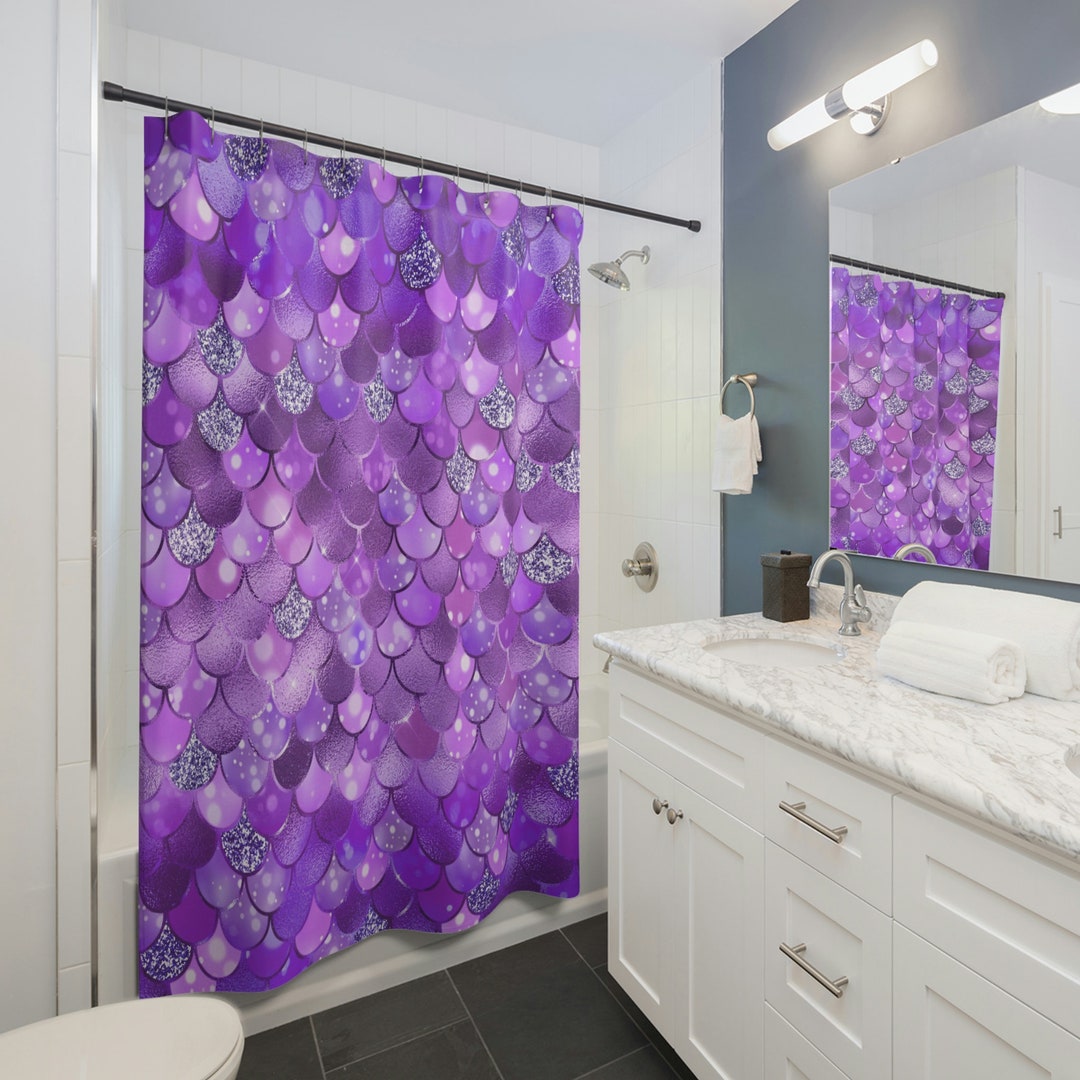 Purple Mermaid Scale Shower Curtains Etsy
