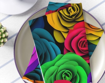 Rainbow Roses Napkins Set of Four