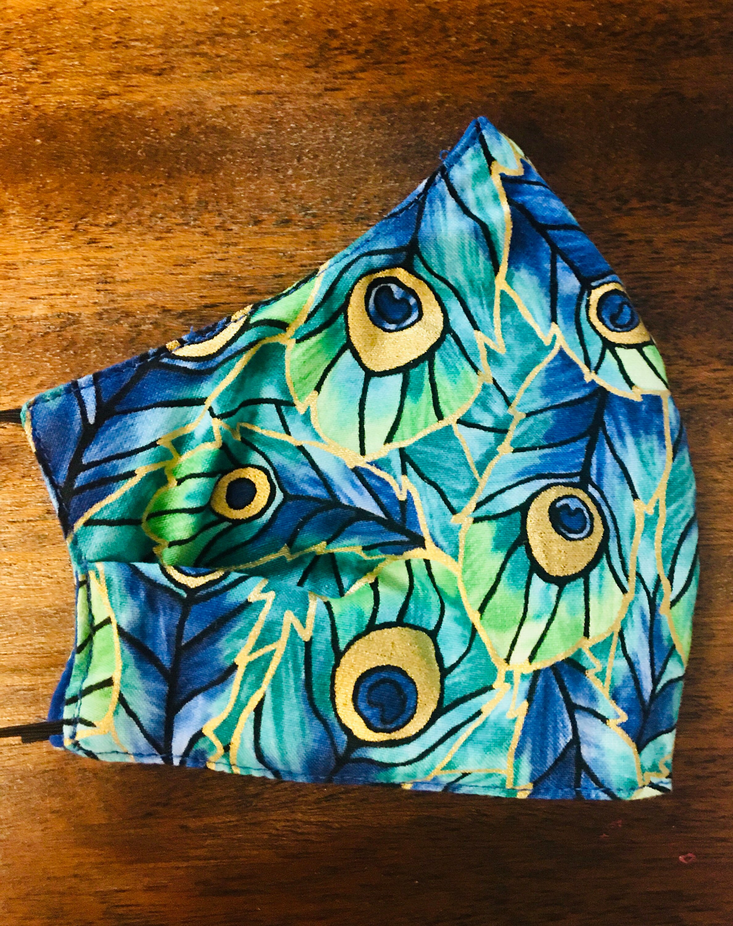 Peacock Print Face Mask Animal Bird Print Face Mask Washable Etsy