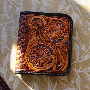 Cartera plegable hecha a mano, regalo de tercer aniversario, billetera de cuero para mujer, regalo de Navidad para mamá, regalo de cuero para hermana, regalos ucranianos