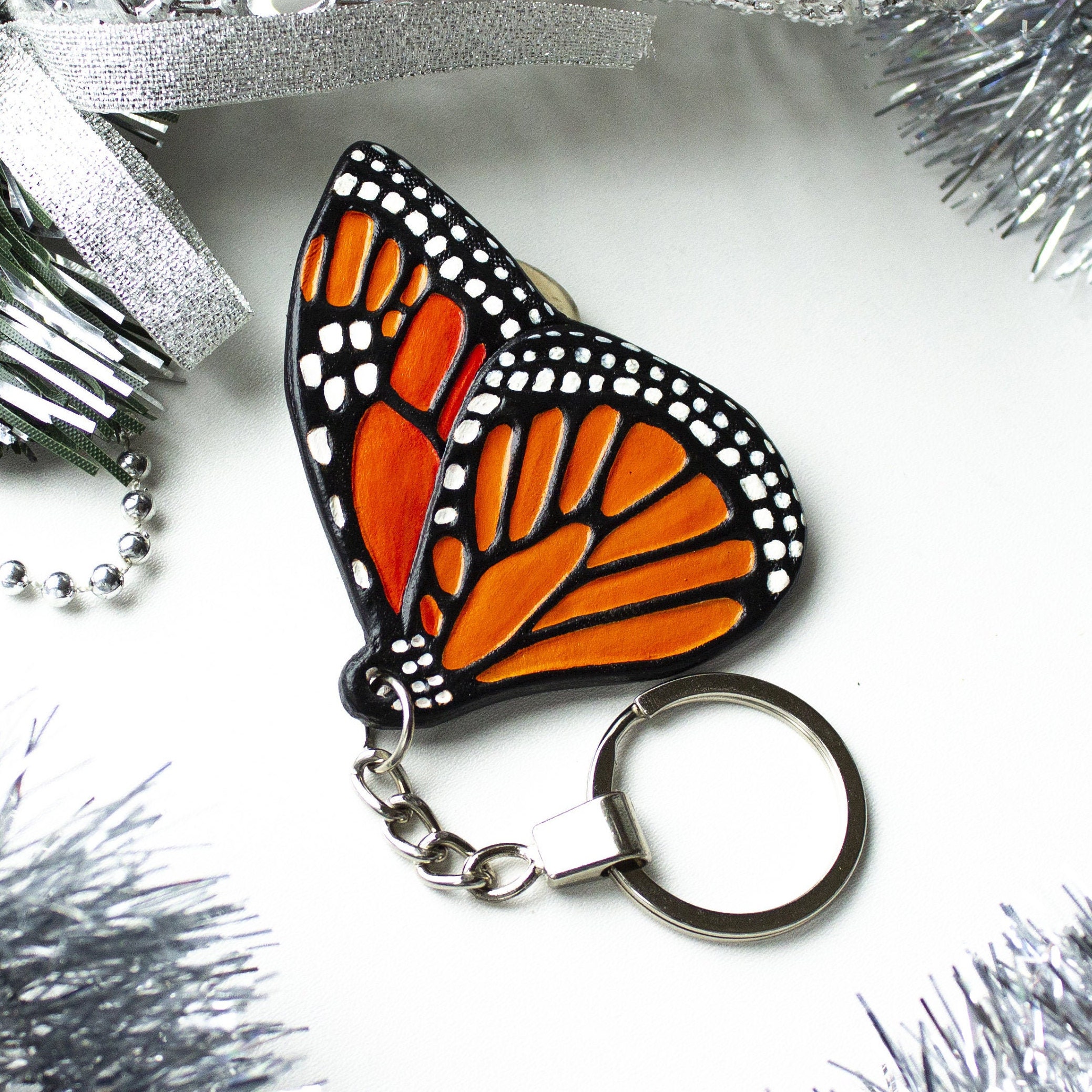 Monarch Butterfly Keychain Wing Leather Key Ring Butterfly Etsy