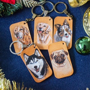 Custom Leather Pet Portrait Patch or Keychain: Hand Tooled, Personalized Pet Name