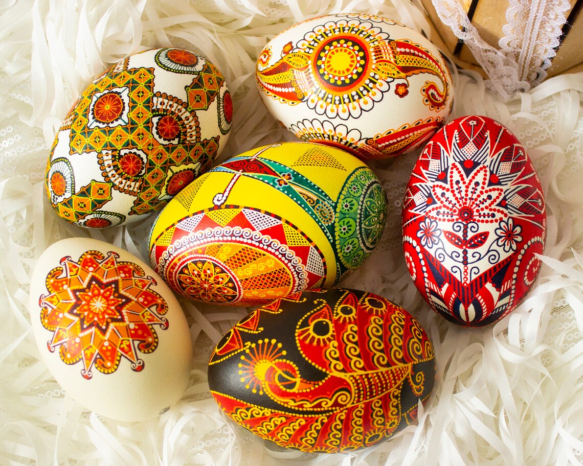 SET Pysanky Eggs Set Of 7 Hand painted Eggs Christmas Gift Etsy