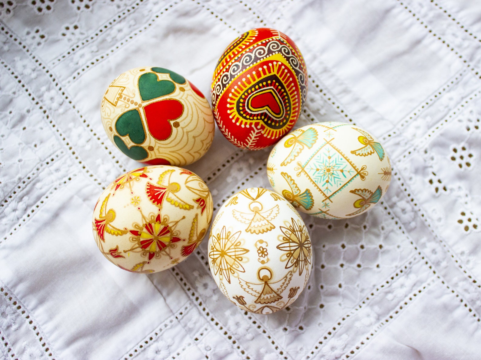 Pysanky Eggs Set Of 5 Hand painted Eggs Christmas Gift Eggs Etsy