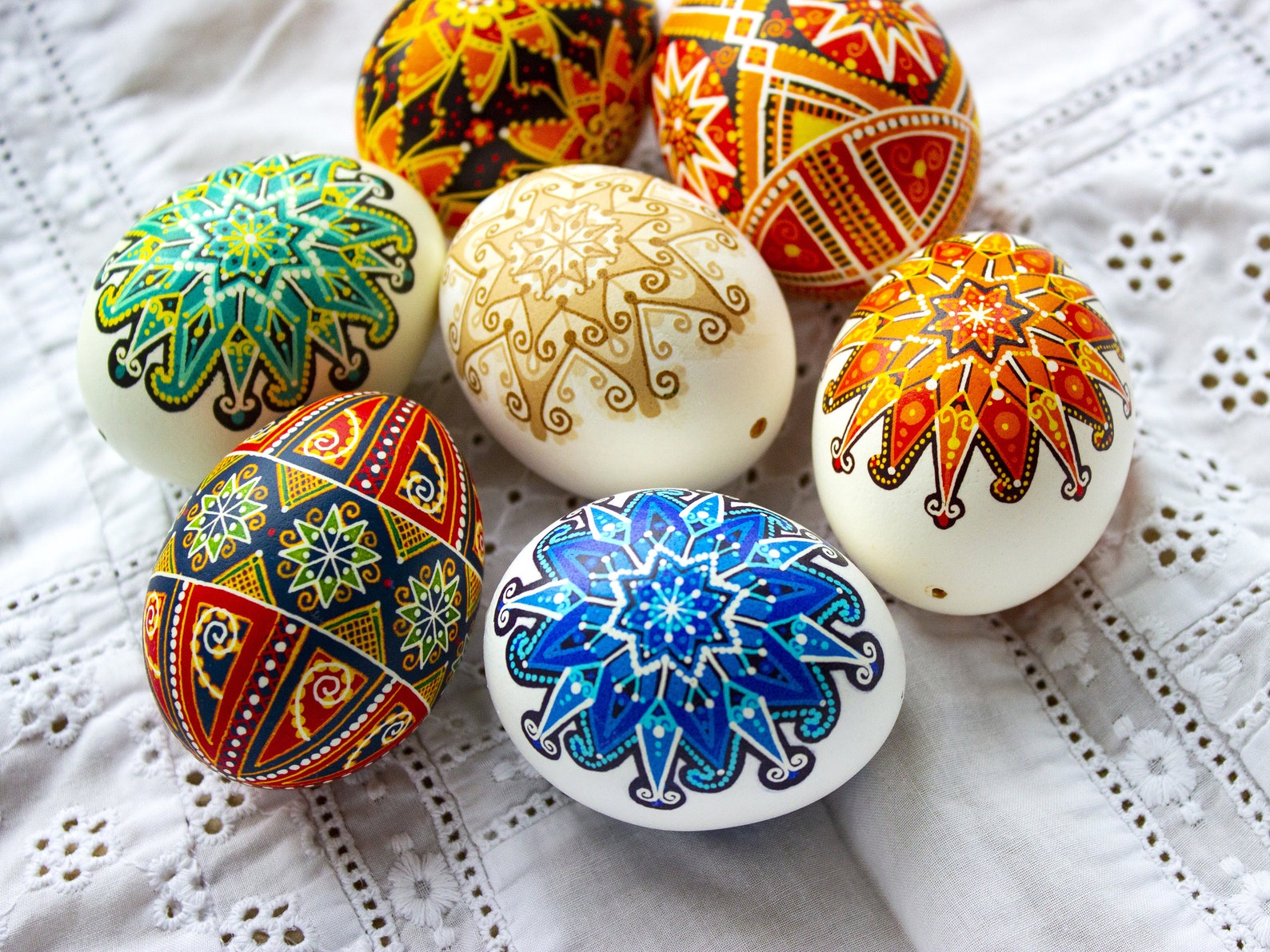 Pysanky Eggs Set Of 7 Hand painted Eggs Christmas Gift Eggs Etsy