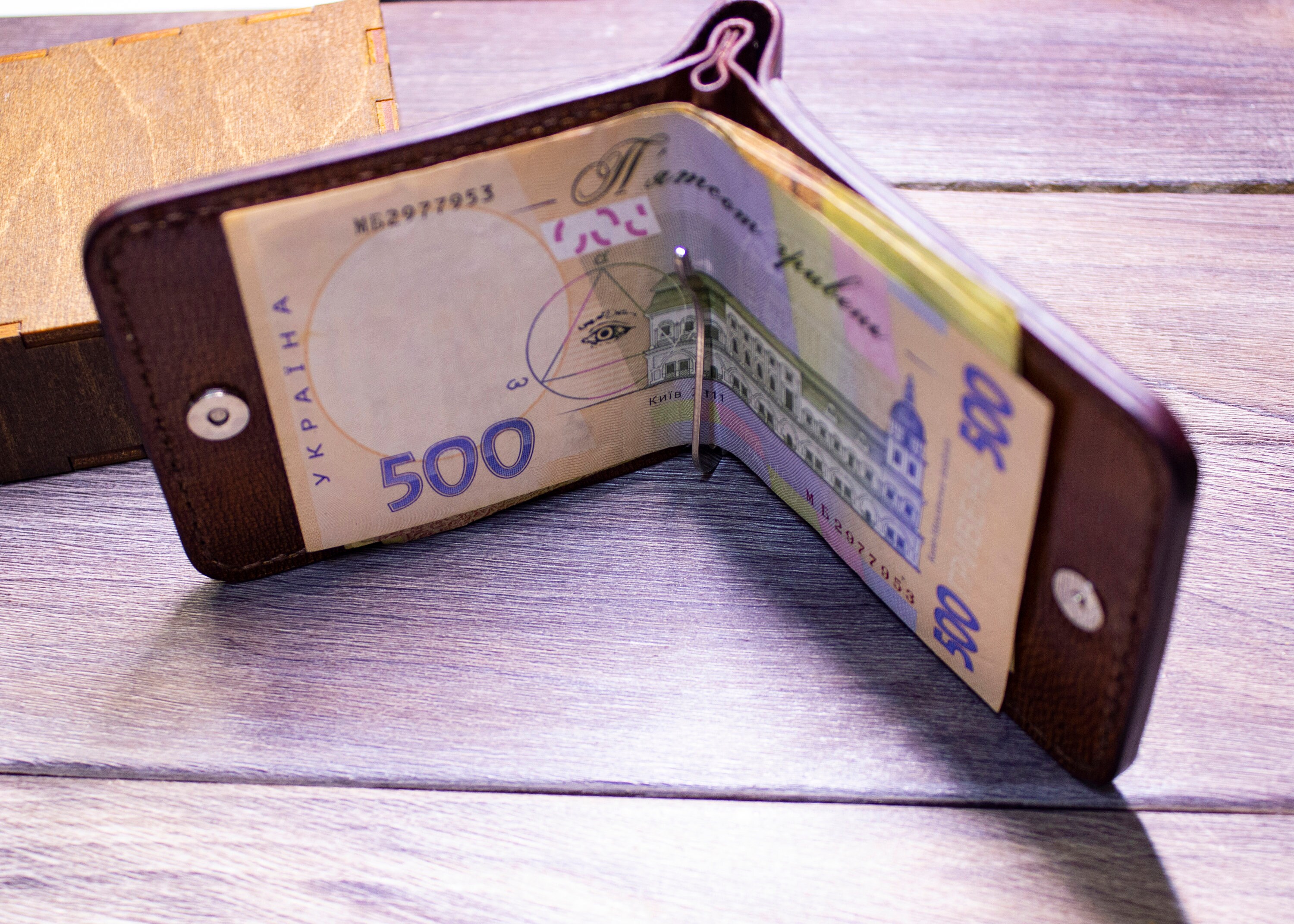 Hand Tooled Money Clip Leather Minimalist Wallet Compact Etsy