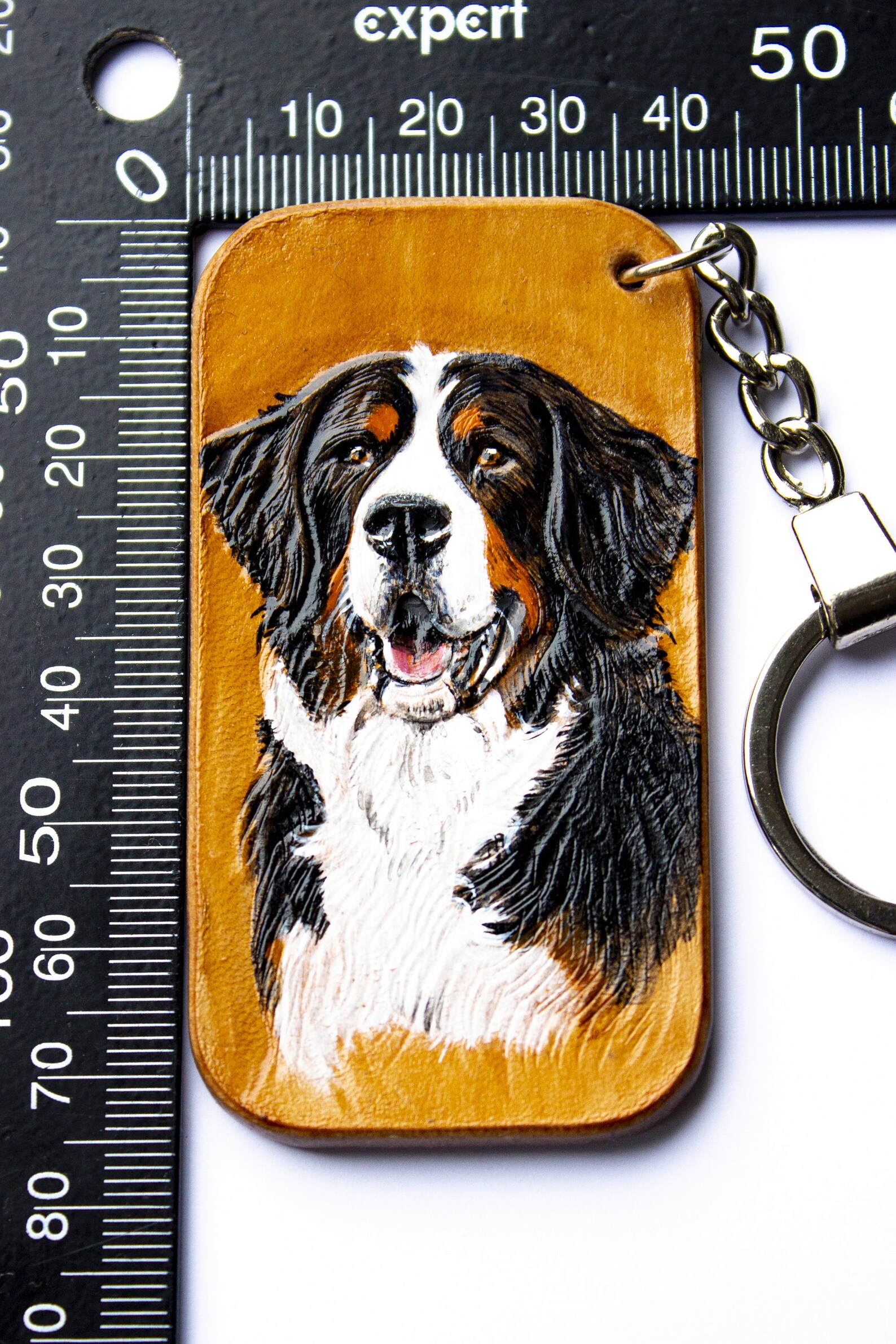 Pets Portrait Keychain Leather Dog Keyring Handtooled & Etsy