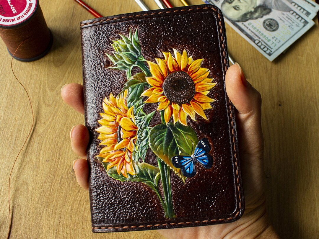 Sunflower Passport Cover Leather Women's Passport Holder Etsy