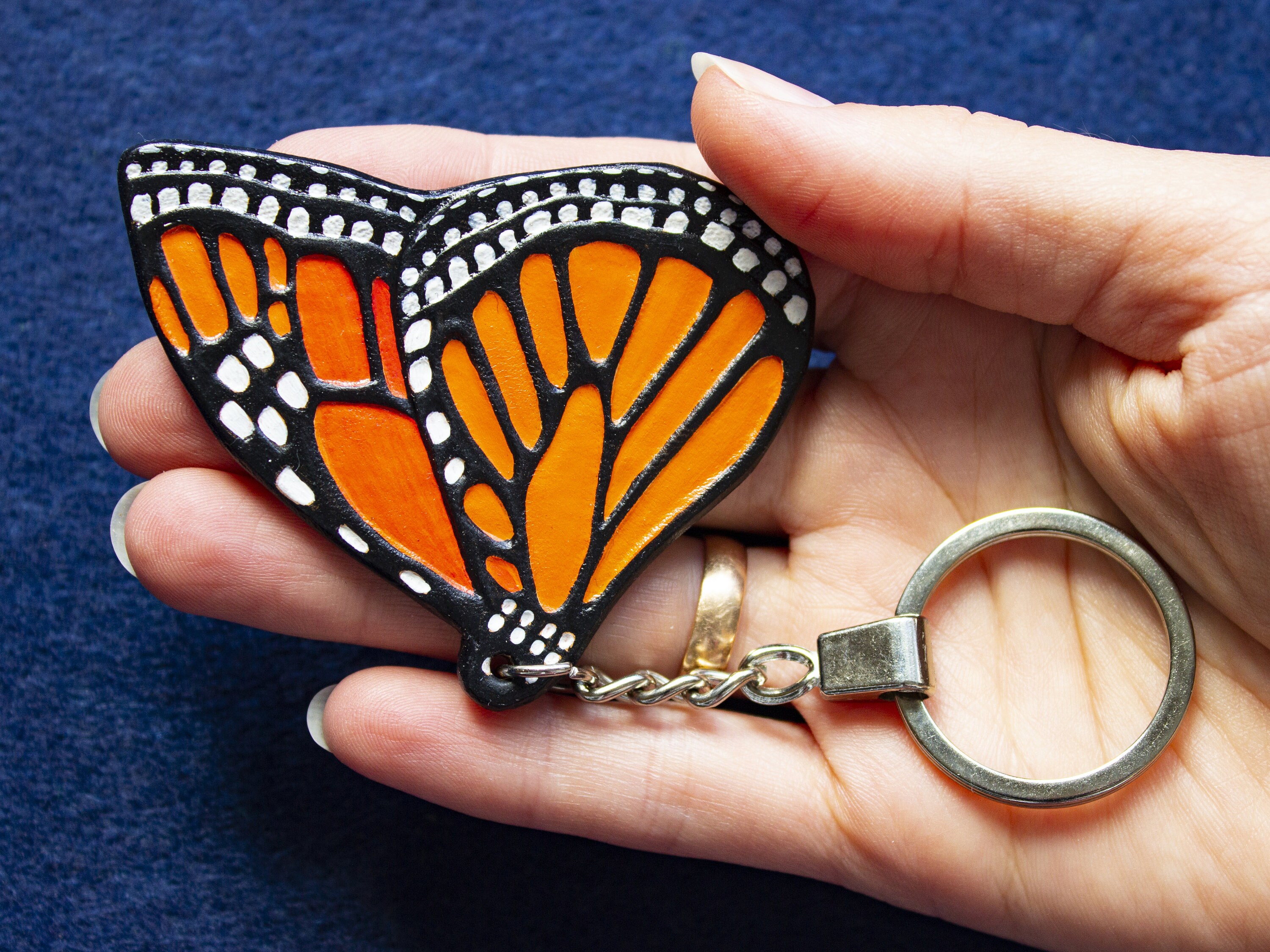 Monarch Butterfly Keychain Wing Leather Key Ring Butterfly Etsy