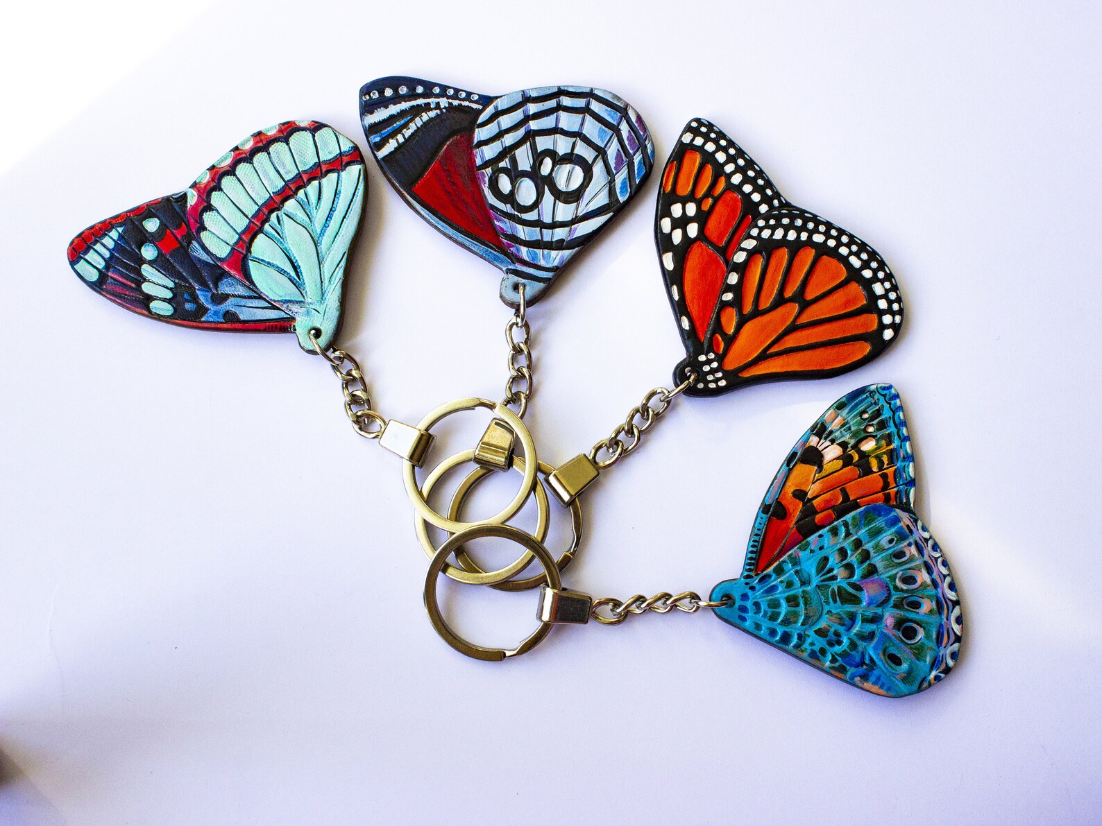 Monarch Butterfly Keychain Wing Leather Keyring Butterfly Etsy