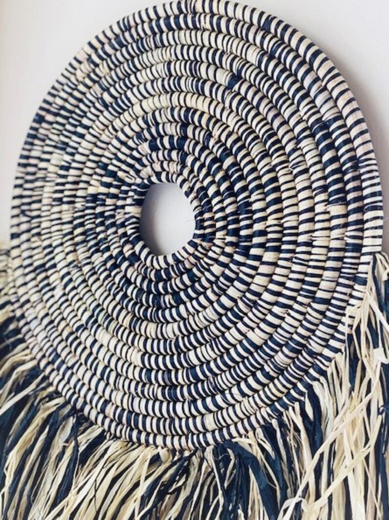 Woven Wall Disc Rwanda Natural Black Sisal African Sweet Grass Etsy