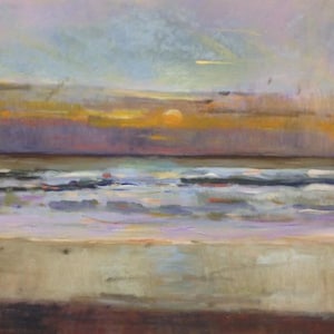 Woolacombe Sunset Over Sea Framed Print by Sara Clark Paintings