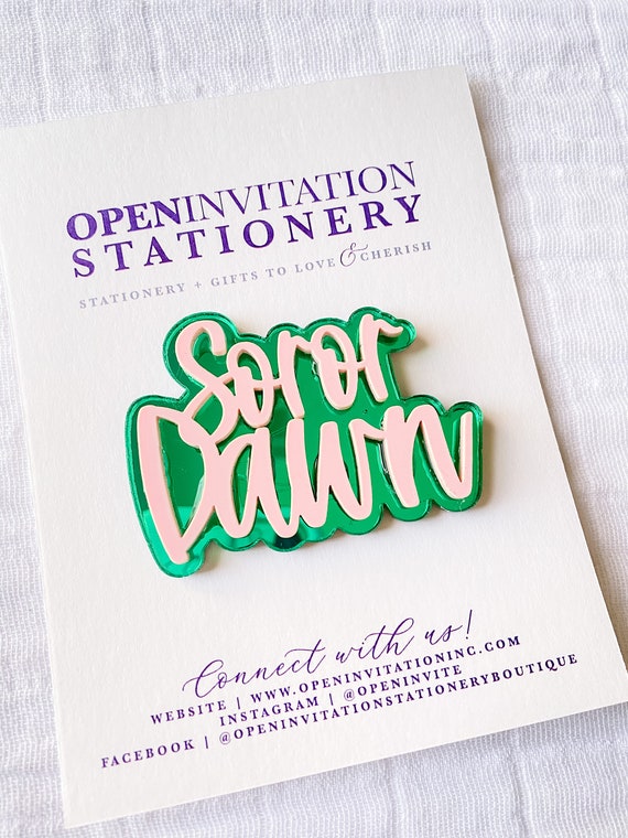 Pink and Green Acrylic Lapel Pin | Alpha Kappa Alpha | Sorority Pin