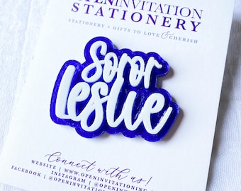 Blue and White Acrylic Lapel Pin | Zeta Phi Beta | Sorority Pin