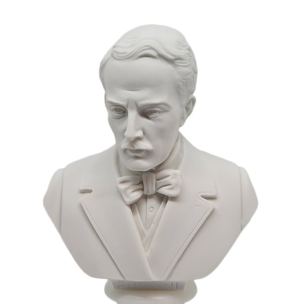 Musicisti - Busto di Puccini con base in alabastro