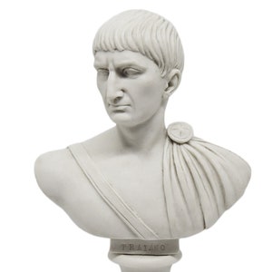 Roman Emperors - Bust of Trajan with Carrara marble base