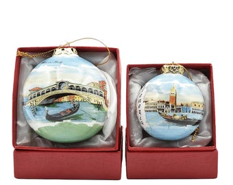 Porcelain CHRISTMAS BALL - Venice Rialto Bridge, San Marco and Gondola - Christmas Ornament - Venice Rialto Bridge, San Marco and Gondola