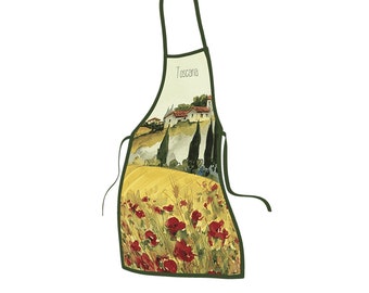 Kitchen apron with drawings of Tuscan landscapes - GR1168