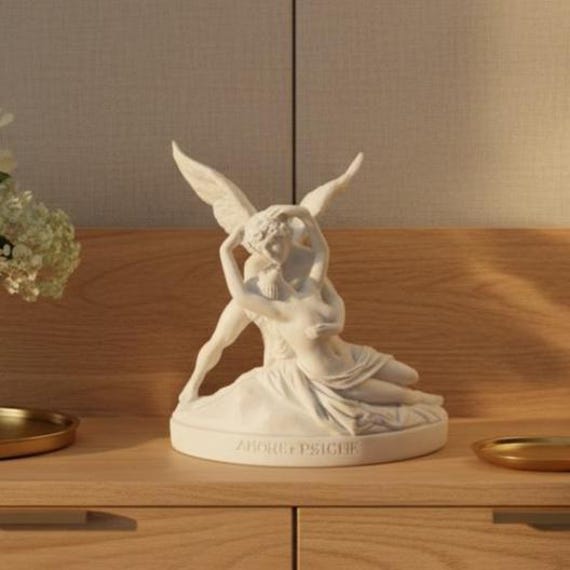 Statuette Reproduction Zéphyr Et Psyché - Résine Blanche - Art Classique