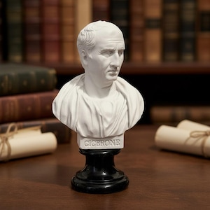 Antigua Roma - Busto de Cicerón con base de mármol de Carrara
