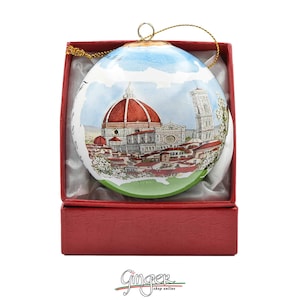 Porcelain Christmas Ball - Florence Cathedral and Ponte Vecchio - Christmas Ornament - the Cathedral (Duomo) and the Old Bridge (Ponte Vecchio)