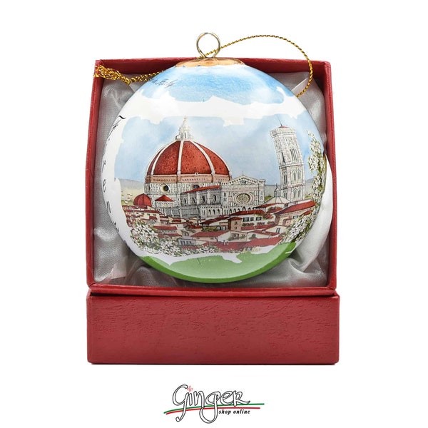 CHRISTMAS BALL Porcelain - Florence Duomo and Ponte Vecchio - Christmas Ornament - the Cathedral (Duomo) and the Old Bridge (Ponte Vecchio)