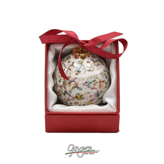 PALLA DI NATALE ceramica - Carta Fiorentina disegno esclusivo - Ceramic made in Italy
