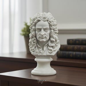 Famous People - Bust of Newton with alabaster base image 1