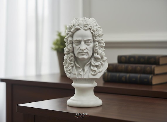 Personaggi Famosi - Busto di Newton con base in alabastro