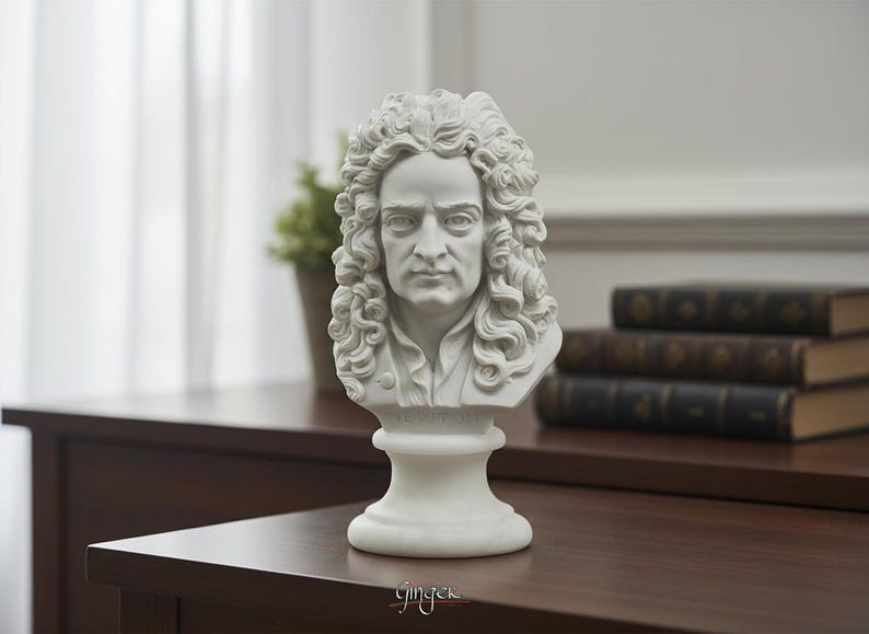 Famous People - Bust of Newton with alabaster base image 1
