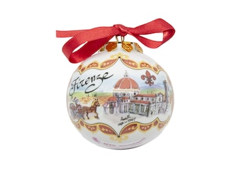Porcelain CHRISTMAS BALL - Florence Duomo and Palazzo della Signoria - Christmas Ornament - the Cathedral and the Palace of the Lordship