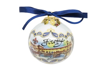 CHRISTMAS BALL Porcelain - Florence Panorama and Ponte Vecchio - Christmas Ornament - the Landscape and the Old Bridge