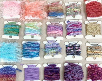 10/20/30 Two Yd. Random Novelty Fiber Art Yarn Grab Bag • Embellishments, Weaving, Crafts, Amigurumi, Junk Journal, Dreamcatcher, Cardmaking