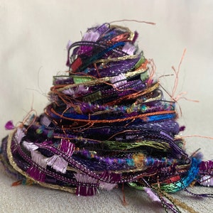 Witchy • 2yd x 10 bundle of novelty yarn fiber samples • Weaving, Fantasy, Junk Journal, Embellishments, Slow Stitching, Boho Beads, Crafts