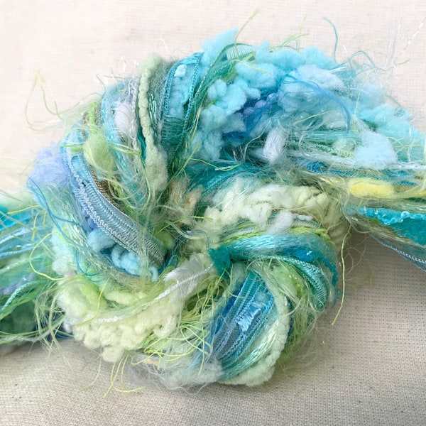 Limited Stock: Water Lilies • 24 yard (total) bundle of assorted novelty yarn fiber samples • Weaving, Dreamcatcher, Junk Journal, Art Craft