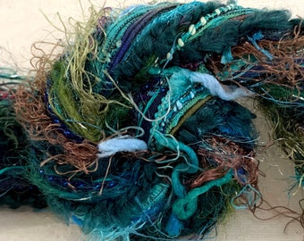 Neptune's Garden • 2yd x 15 novelty art yarn fiber samples bundle • Crafts, Weaving, Slow Stitching, Dreamcatchers, Junk Journal, Embroidery