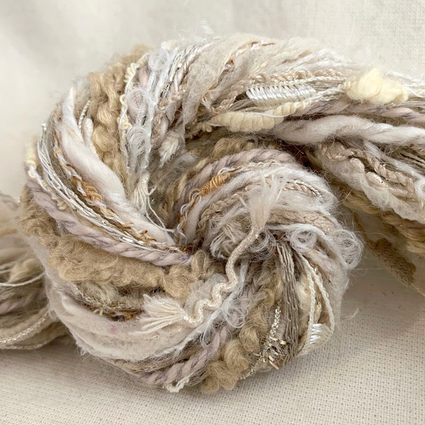 Winter Wheat • 26 yard (2yd x 13) bundle novelty yarn fiber samples • Weaving, Art and Crafts, Junk Journals, Embellishments, Ribbon, Scrap