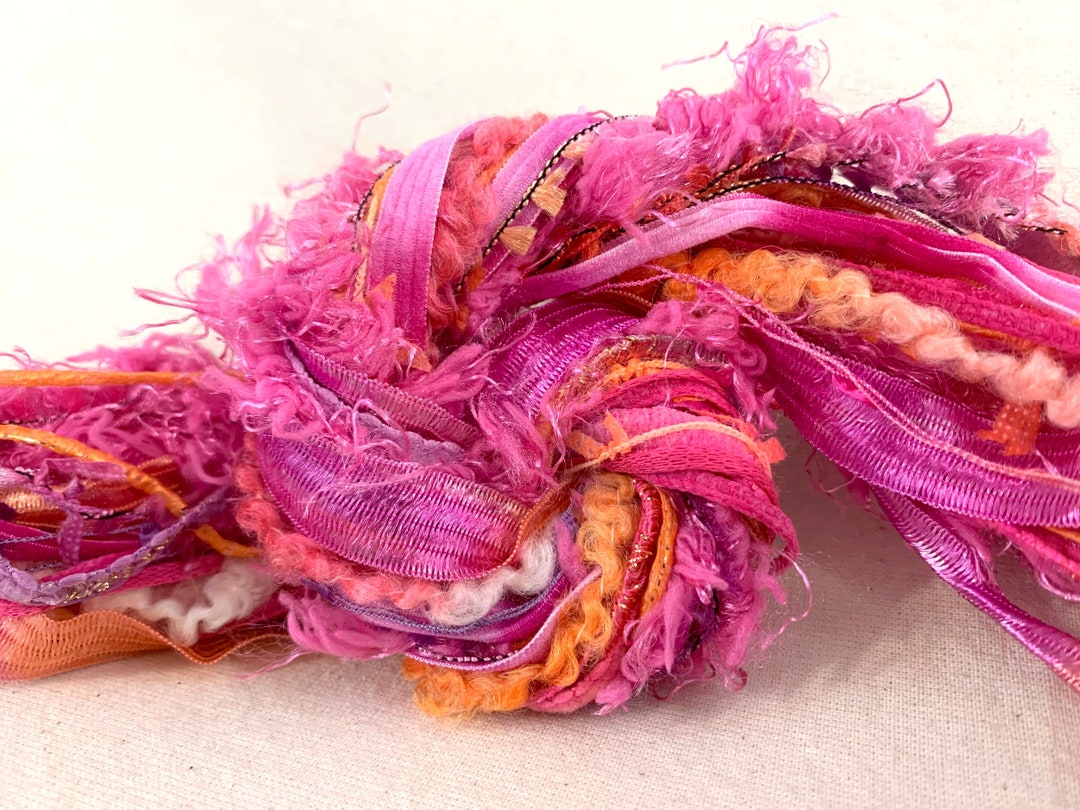 Sunset Sorbet 2yd X 12 Novelty Art Yarn Fiber Samples Bundle Boho Beads