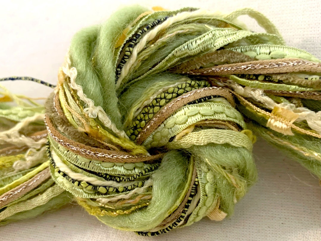 Lemongrass 2yd X 13 Novelty Art Yarn Fiber Samples Bundle Textile Art